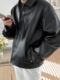 Riolio Spring Autumn Cool Luxury Short Black Soft Light Pu Leather Jacket Men Zipper Casual Mens Jackets and Coats Fashion