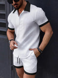 Riolio men summer outfits Casual Men's Shirt Color Short-sleeved Shorts Beach Suit