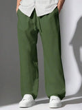 Mens Corduroy Pants With Drawstring Waist Loose Fit Casual Trousers