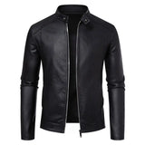 Riolio Men's Leather Jacket Trendy Handsome British Style Autumn Winter New Retro Stand Up Collar with Plush Casual Motorcycle Jacket