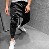 Riolio Men Clothing Men's Multi-pocket European and American Jogging Pants Fitness Leisure Slim Elastic Running Sports Pants