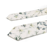 Riolio  Men's Floral Cotton Tie Pocket Handkerchief Set White Blue Woven Necktie Flower Leaves Pattern Wedding Party Accessories Gifts