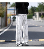 Riolio  Jeans Mens Classic Straight Leg Jeans White Tie Dye Denim Pants Unisex Fashion Casual Trousers Streetwear Hip Hop Style Washed