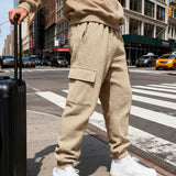 Riolio  Men's Textured Cargo Pants Elastic Waist Drawstring Joggers with Pockets Casual Trousers