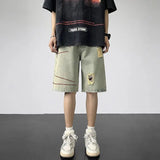Riolio  Men Five-point Ripped Summer Thin Style Wear New Versatile Loose Denim Shorts