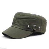 Riolio Washed Cotton Flat Caps Summer Autumn Adjustable Belts Army Cap Military Style Cadet Chapeau Women Men Outdoor Painter Hats