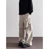 Riolio Summer American Vintage High Waisted Khaki Jeans Men's Casual Grunge High Street 2000s Pants Y2K Wide Leg Washed Denim Trouser