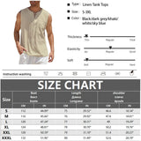 Riolio Men's Linen Tank Tops Summer Sleeveless T-Shirt Solid Color Loose Cotton Linen Shirt Casual Cotton Eurocode Linen Vest