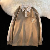 Riolio  Fashion Contrasting Colors Pockets Long Sleeve POLO Button Shirt Top Men's Versatile Casual Male All-match Handsome T-shirt