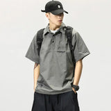 Riolio American Retro ort Sve  irt Men Summer Trendy Loose Workwear irt T-irt Men Turn-down Collar Casual Faion