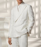 Riolio  Men's Suit 2 Pieces Blazer Pants Peaked Lapel Double Breasted Groom Formal Work Wear Slim Fit Plus Size
