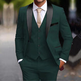 Riolio  3 Pieces Black Set Customized Business Formal Men Suit Groomsman Wedding Party Prom Male Tuxedos