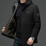 Riolio Male Windproof Casual Winter Parkas Slim Fit Warm Removable Hat Men Aviator Windbreaker New Jacket Fashion Men Military Parkas