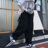 Riolio  Men's Clothing Spring Autumn Wide Leg Solid Color Elastic Pockets High Waisted Trousers Cargo Preppy Style Korean Fashion Pants