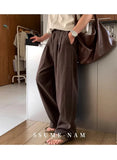 Riolio New Japanese Retro Men Casual Pants Luxury Draped Wide Leg Leisure Solid Color Straight Trousers High Quality Elegant Sweatpants