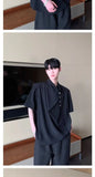 Riolio Retro New Chinese Style High-end Shirt Short-sleeved Men Women Korean Style Summer Fashion Irregular Button Design Top Urban