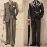 Riolio  Retro Herringbone Men's Blazer Suits Autumn Winter Single-breasted 3-piece Set Jacket vest Pant Thick style Formal Tuxedo Coats