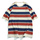 Riolio  Top Quality 100% Cotton Horizontal Stripes Simple Fashion  Men's T-shirt Classic Timeless O Neck Tops Casual Unisex Tees