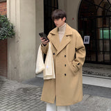 Riolio Winter High Quality Woolen Trench Coats Men Korean Style Luxury Male Casual Trenchcoat Men's Streetwear Gray/Khaki/Black