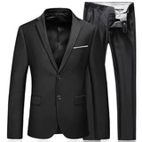 Riolio Men's Business Fashion High Quality Gentleman Black 2 Piece Suit Set / Blazers Coat Jacket Pants Classic Trousers