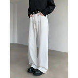 Riolio American Wide-leg Straight Jeans Men Loose Casual Denim Trousers Neutral White Jeans Streetwear Pure Color Men Women Jeans Pants