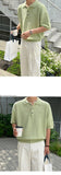 Riolio New Summer Simple Retro Men Polo Shirt Leisure Vintage High Quality Knit T-shirt Casual Korean Style Loose Breathable Tops M-2XL
