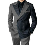 Riolio  Luxury Men's  Striped Suits Slim Fit Peak Lapel 2 Pieces Blazer and Pants Set for Wedding Prom  Evening Party