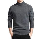 Riolio Spring Autumn Men Sweater Solid Color Pullovers Mock Neck Thin Fashion Knitted Pullovers