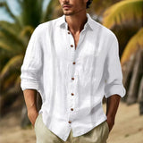 Riolio  Spring Autumn Men's Solid 100% Cotton Shirts Breathable Long Sleeve Stripe Splicing Shirt For Male Tops Business Casual Clothing