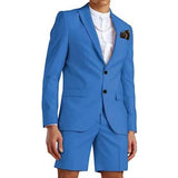 Riolio  Men's Slim Fit 2-Piece Suit Set with Notched Lapel Blazer And Shorts Tuxedo Fashion Summer Wedding Sports