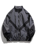 Riolio American Retro Zipper Jaet Men's Spring Autumn Casual Loose Fit Youth Waterproof Ox Fabric Long Sve Stand Collar