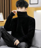 Riolio  White Pullover Turtleneck Men Sweater Fashion Knitted Sweater Men Clothing M-2XL Spring New Arrivals