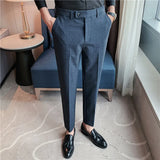 Riolio High Quality Men's Formal Pants Office Social Business Fashion Plaid Suit Pants Casual Slim Wedding Street Wear Trousers