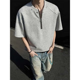 Riolio  Summer Shoulder Pad Short Sleeve T-shirt Loose Top American Style