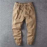 Riolio  Mens Workwear Cotton Welding Pants Elastic Waist Nine Points Labor Protection Pants Durable Dirt Resistant Loose Fit Casual T...