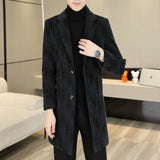 Riolio High-end Feel Men Fashion Handsome All Woolen Coat Suit Collar Long Trench Coat Woolen Coat Thick Casual  Winter Jacket Men