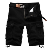 Riolio  Summer Cotton Cargo Shorts Men Multi Pocket Solid Color Mens Casual Shorts Fashion Military Knee Length Short Pants No Belt