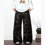 Riolio  Men Camouflage Trend Vintage Cargo Pants Spring Autumn Baggy Straight Multiple Pockets Jeans Male High Waist Wide Leg Trousers