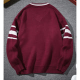 Riolio  Vintage Sweater Y2K Knitted Letter Patchwork Racing Sports Jumper Streetwear Hip Hop Casual Baggy V-Neck Long Sleeve Pullover