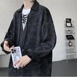 Riolio  Collar Sweatshirt Mens Layered V Neck Pullover Fake Two Piece Streetwear Casual Hoodie Jacket Fall 2025 New Tie Dye Design