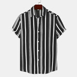 Riolio  Fashion Men's Shirt Shorts Sleeve Striped Print Clothing Men Social Luxury Wear Hawaiian Elegant Classic Shirts For Male Tops