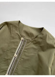 Riolio Japanese Niche High-end Jacket Korean cityboy wear 2025 New Military Green Tops for men Women's Spring Clothes simple O-neck top