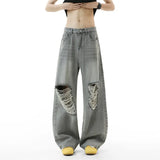 Riolio  2025 New Baggy Ripped Jeans Men Grey Distressed Denim Pants Loose Oversized Drop Street Style Fall Fashion High Quality