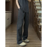 Riolio  American Retro Black and Gray Plaid Men's Spring and Summer Fashion Brand Thin Summer Relaxed Plaid Casual Pants