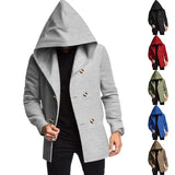 Riolio New Men's Mid length Slim Fit Windbreaker Hooded Casual Solid Coat