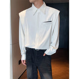 Riolio  White Long Sleeved Shirt Men Fashion Society Mens Black Dress Shirt Korean Loose Casual Shirt Mens Office Formal Shirts M-3XL
