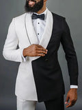 Riolio  New Arrival Chic Casual Splicing Colors 2 Pieces Suit Set With Jacket Pants Prom Wear Shawl Lapel Men's Suits Wedding Groom Sets