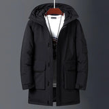 Riolio New Winter Jackets Men White Duck Warm Hooded Long Down Jackets Autumn Casual Top Parka Male Black Fluffy Coat Beige Yellow