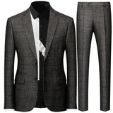 Riolio Blazers Jacket Pants Vest / Fashion New Men's Casual Boutique Business British Plaid Striped Suit Coat Trousers Waistcoat