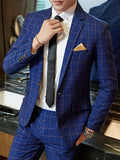 Riolio  Blazer Vest Pants Groom Wedding Dress Stage Party Suit Three Piece Set and Two Piece Set Mens casual business classic plaid suit